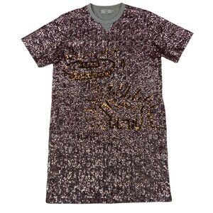 Coach X Keith Haring Embellished Dress L Short Sleeve Sequins Mini Party Novelty
